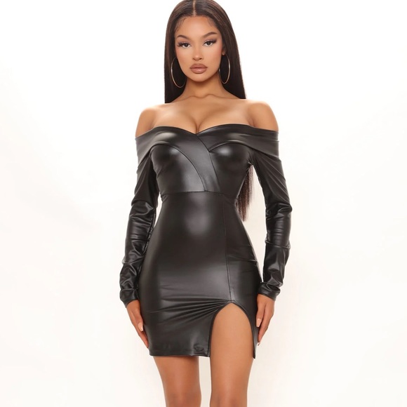 Dresses & Skirts - Faux Leather Mini Dress - Black - M